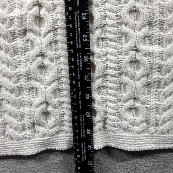 J Jill Women Chenille Cable Knit Tunic Sweater Preppy Cream Large Tall I147 - Picture 5 of 8